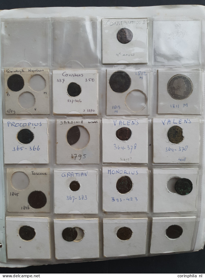 collection Spain, Portugal, Italy, Greece and Malta 1800-2000, some older with silver and a few Roman in 3 albums