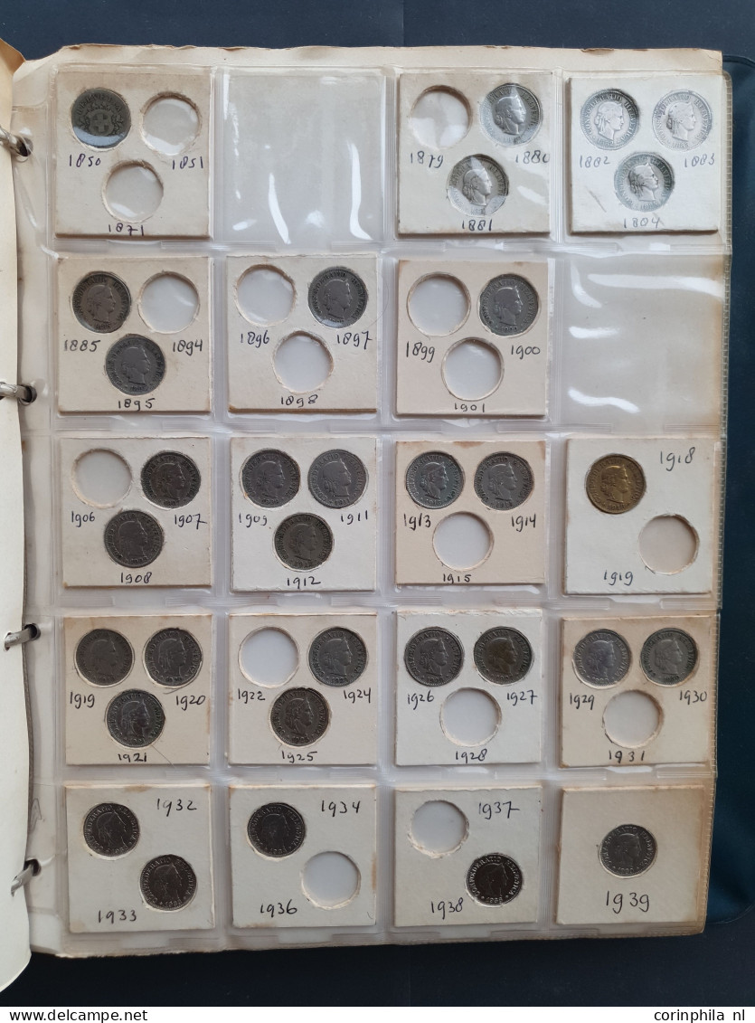 collection Switzerland and Luxembourg 1800-2000 with some silver among which ½, 1 and 5 Francs in album