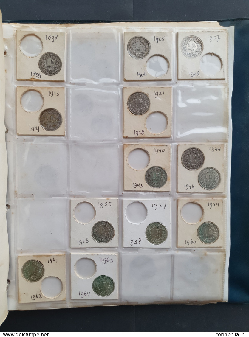 collection Switzerland and Luxembourg 1800-2000 with some silver among which ½, 1 and 5 Francs in album