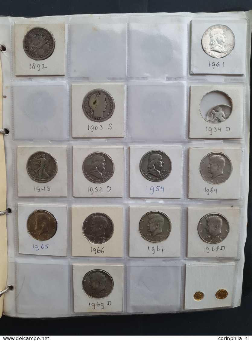 collection USA and Canada 1800-2000 with silver, among which Canada 50 Cents 1907 and 1973 Olympic silver 5 (6) and 10 D