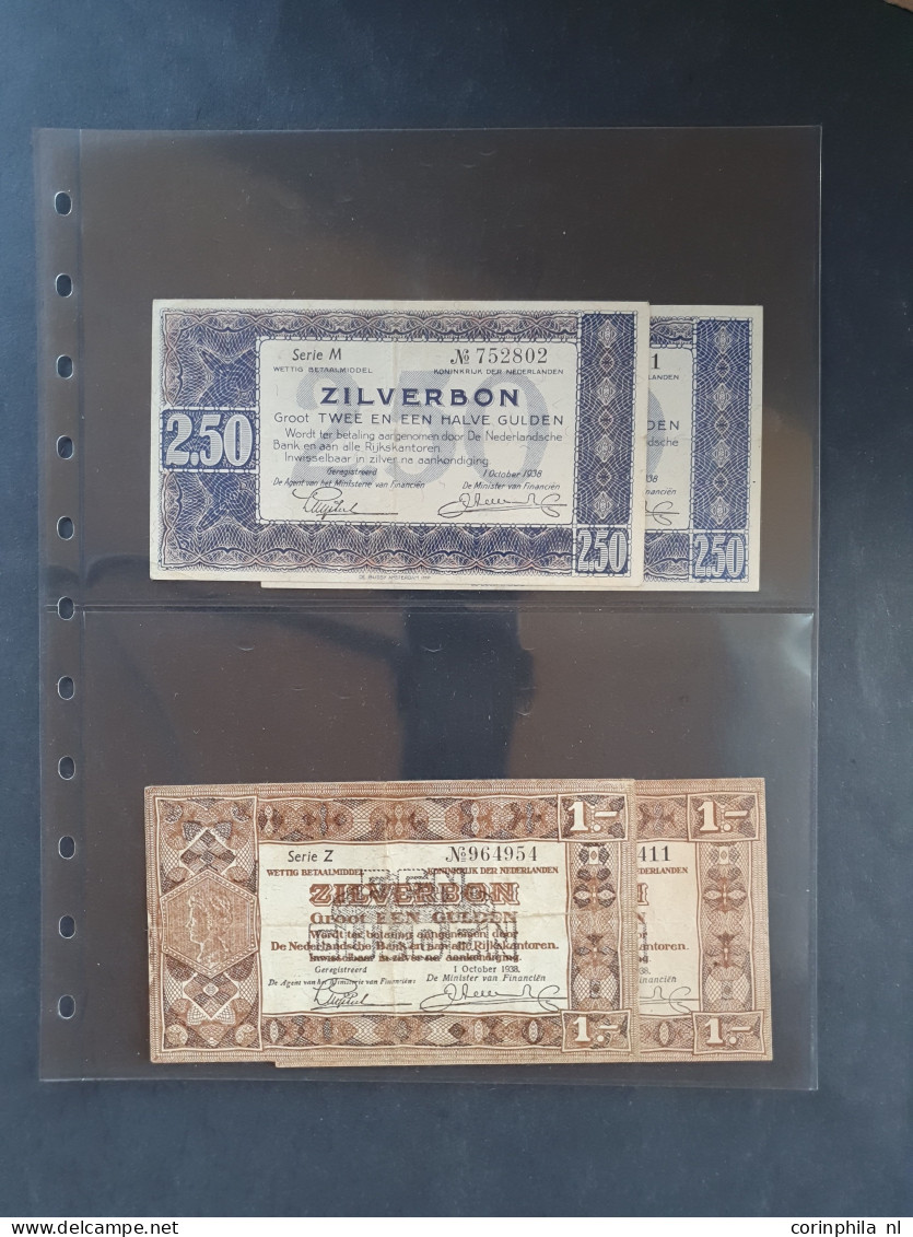 collectie bankbiljetten (43 stuks) waarbij 50 Gulden 1982 (100-1) UNC, 25 Gulden 1955 (83-1a) UNC- (2 stuks), 5 Gulden 1