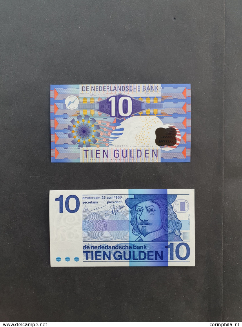 Collectie Biljetten In UNC En UNC- Met 10  Gulden 1968 49-1a, 10 Gulden 1997 50-1, 2 X 25 Gulden 85-1, 50 Gulden 100-1,  - Autres & Non Classés