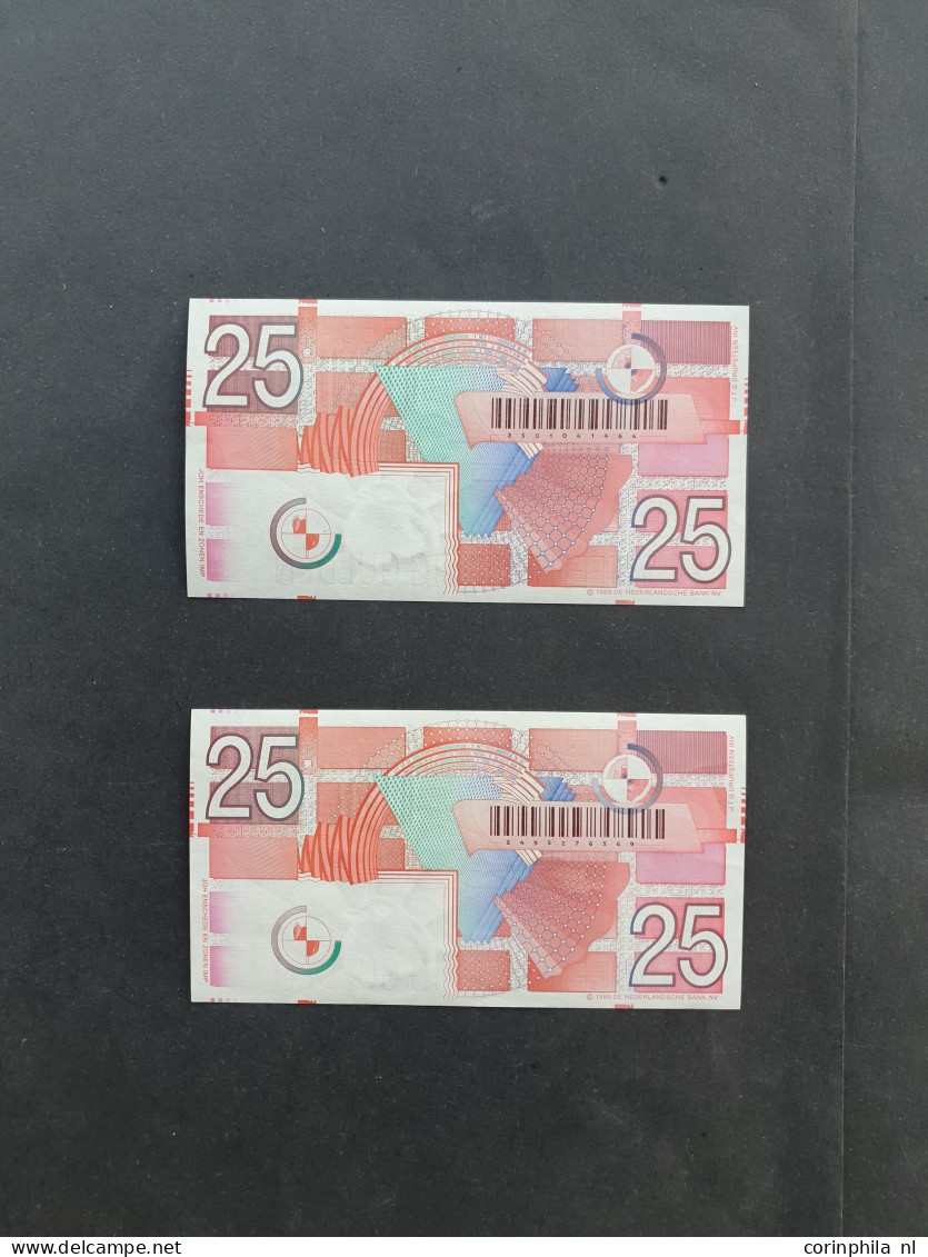 Collectie Biljetten In UNC En UNC- Met 10  Gulden 1968 49-1a, 10 Gulden 1997 50-1, 2 X 25 Gulden 85-1, 50 Gulden 100-1,  - Otros & Sin Clasificación