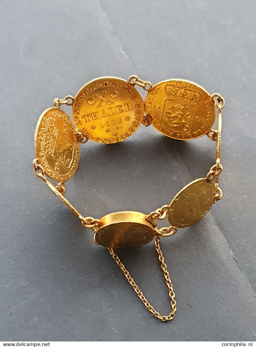 Armband Bestaande Uit Gouden Munten W.b. Gouden Rijders Gelderland 1762 En Utrecht 1760 In 14 Karaat Setting, Ca. 58gr.  - Other & Unclassified