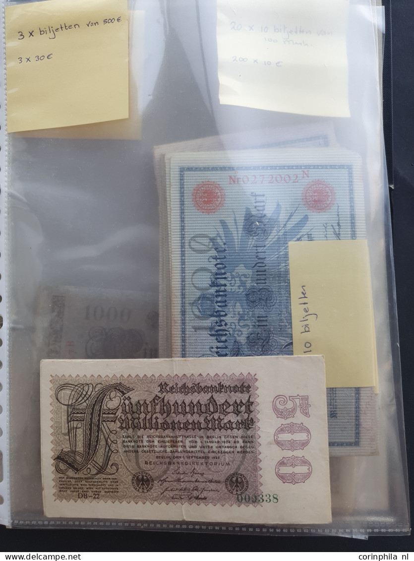 German emergency money among which 200 notes Berlin 100 Mark 1909 78 notes Berlin 1000 Mark 1910 and with some Russian i