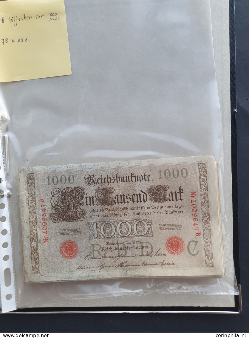 German emergency money among which 200 notes Berlin 100 Mark 1909 78 notes Berlin 1000 Mark 1910 and with some Russian i