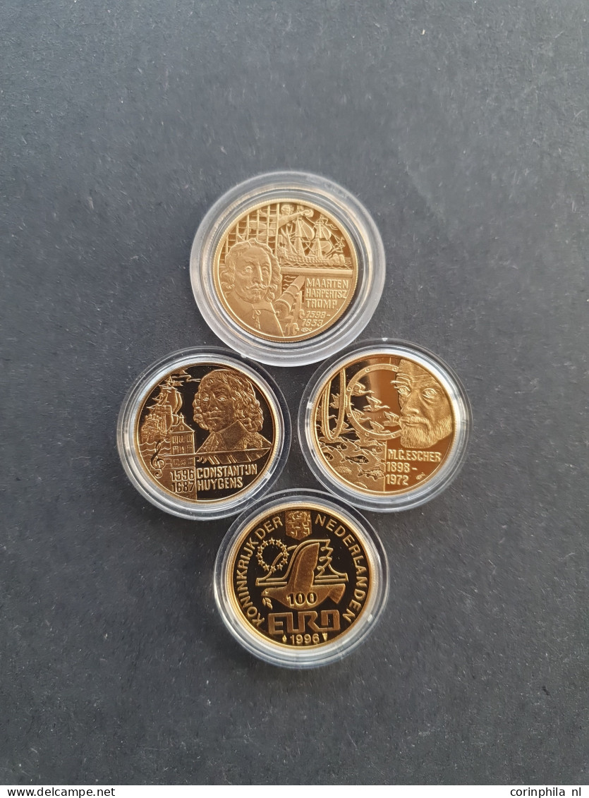 100 Euro 1996-1998 (4 Stuks) – Goud 3.49gr. 0.916– Proof In Capsules In Doosje - Other & Unclassified