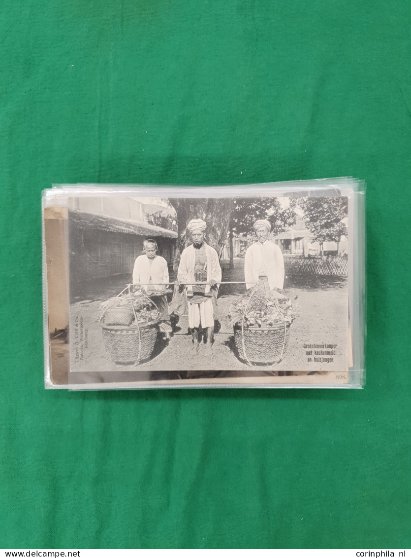 Cover Dutch East Indies, approx. 90 postcards mainly pre-1950 including better (zeppelin) in small box