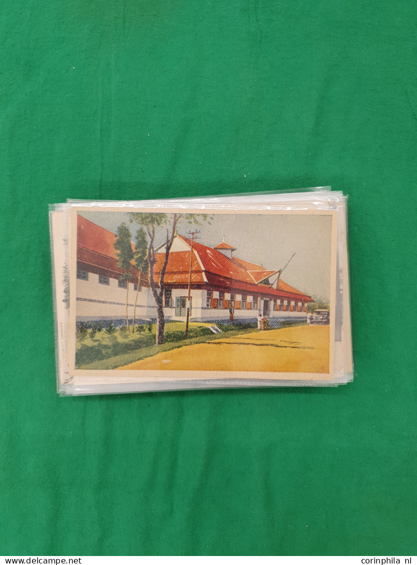 Cover Dutch East Indies, approx. 90 postcards mainly pre-1950 including better (zeppelin) in small box