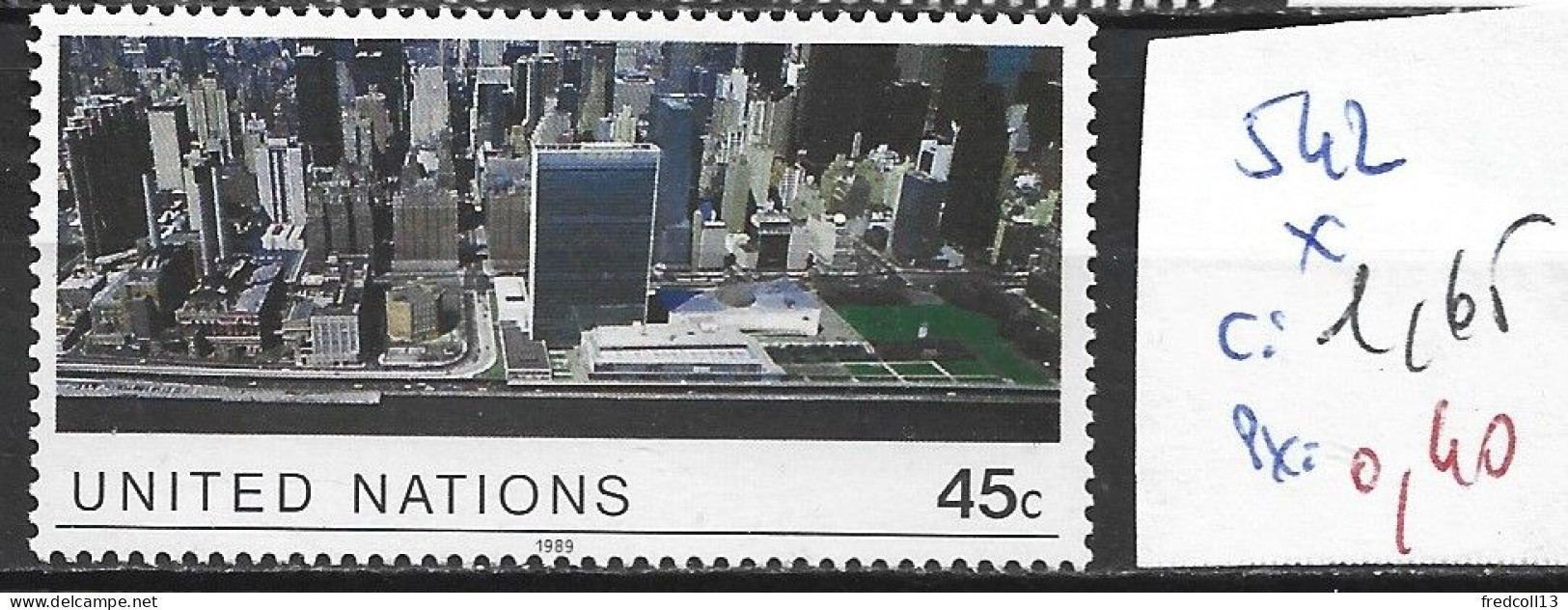 NATIONS UNIES OFFICE DE NEW-YORK 542 * Côte 1.65 € - Unused Stamps