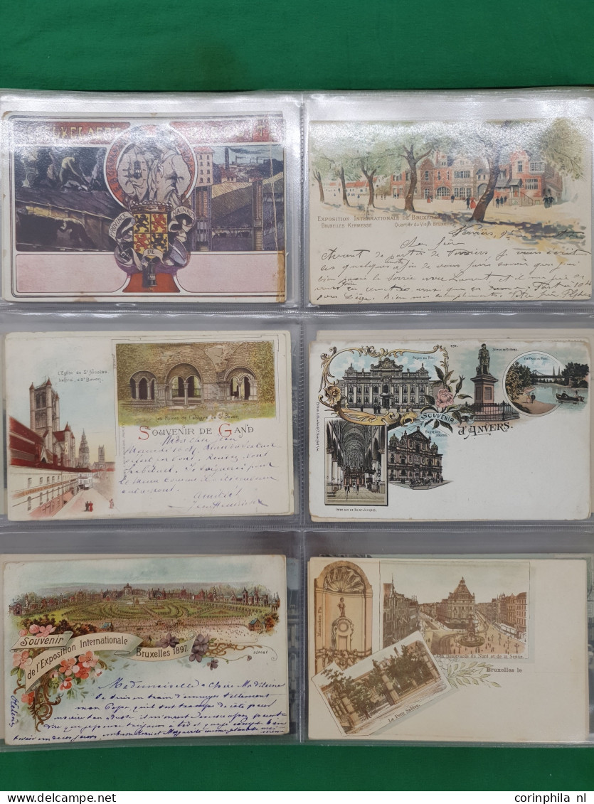 Belgium, Approx. 200 Postcards Including Litho Cards In Album - Autres & Non Classés