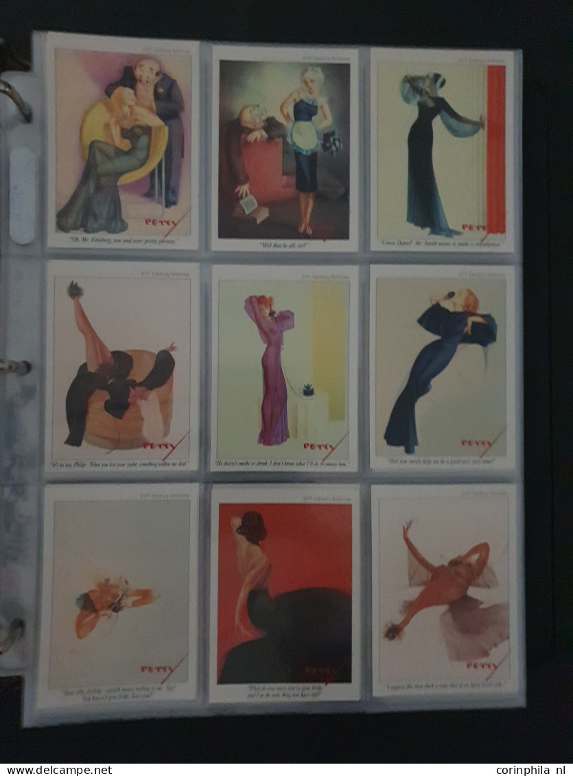 collection Pin Up girls collector cards including Playboy, Vampirella etc., large number of cards  in 2 albums in box