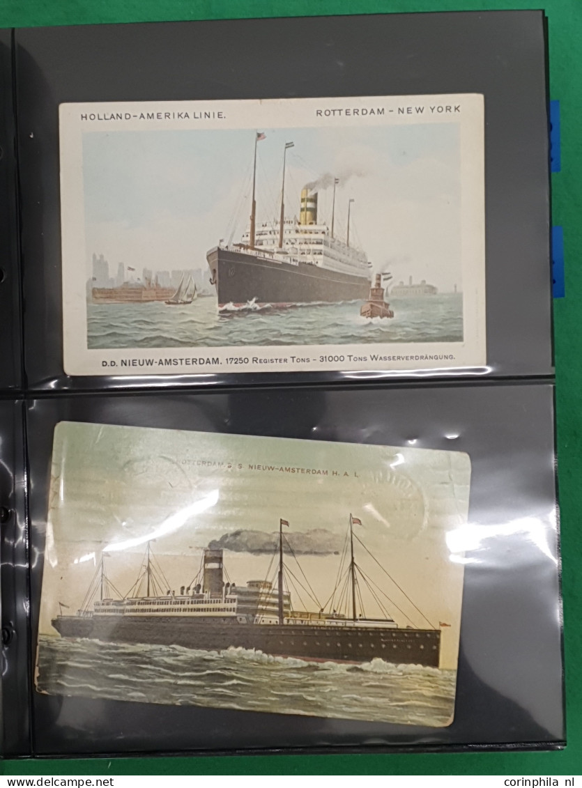 Cover ships, Holland America Line (approx. 400 postcards) including some older in 3 Safe albums