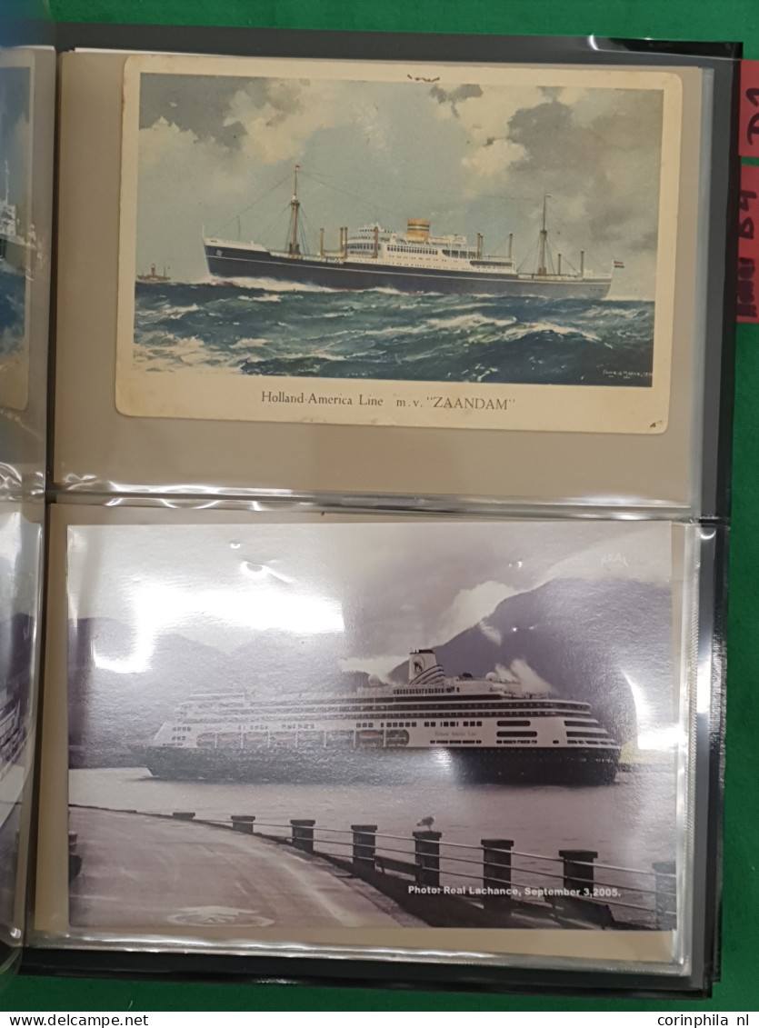 Cover ships, Holland America Line (approx. 400 postcards) including some older in 3 Safe albums