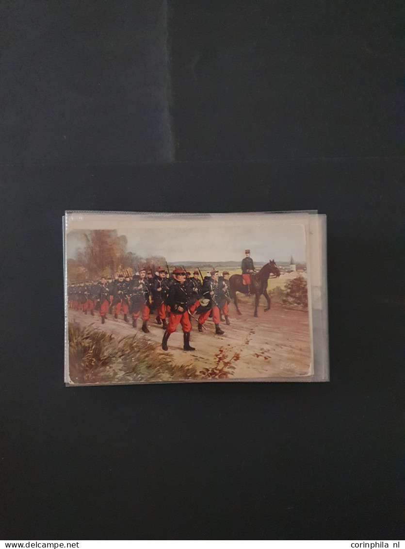 Cover military, approx. 160 postcards mainly WWI in small box