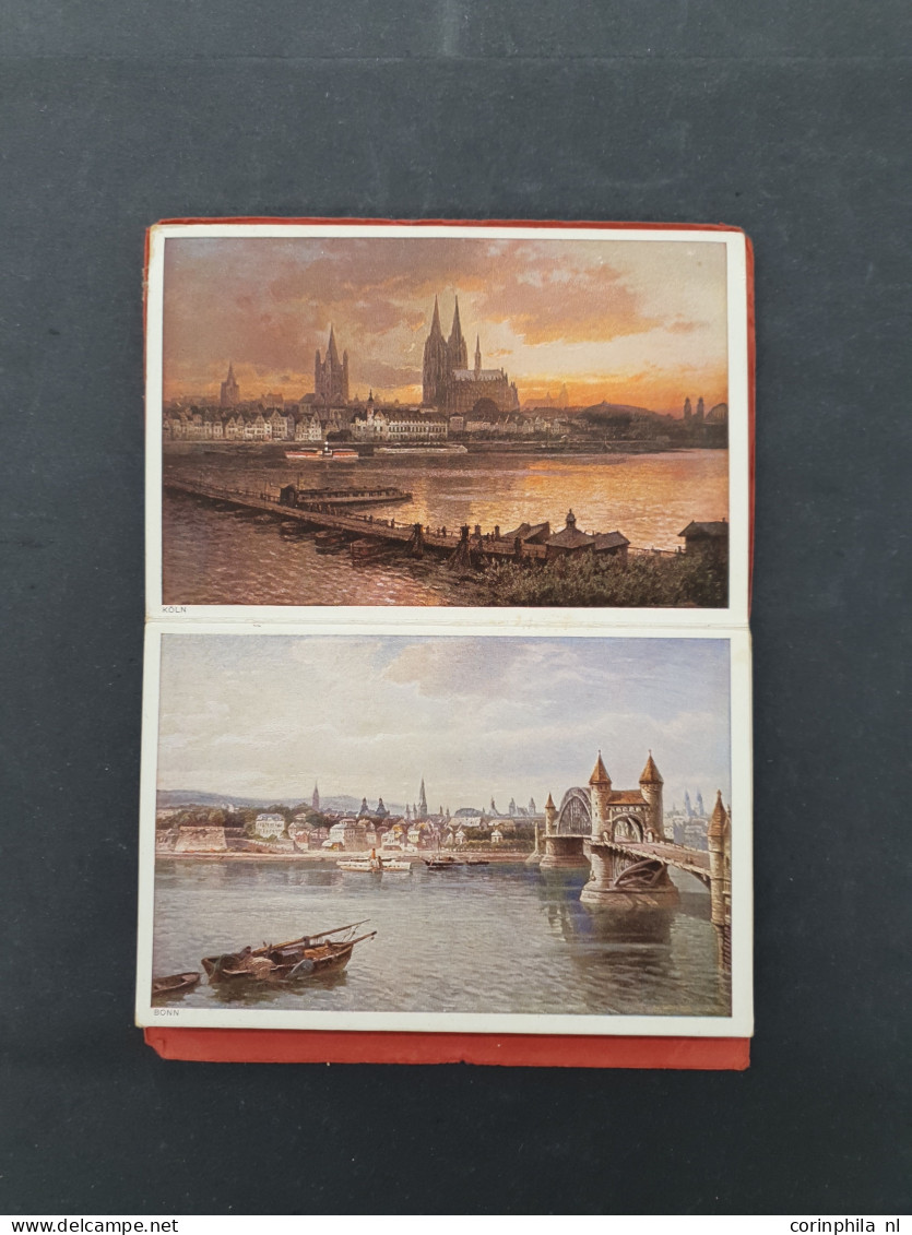 Cover 100s of postcards mainly landscapes, Christmas etc. in wooden box