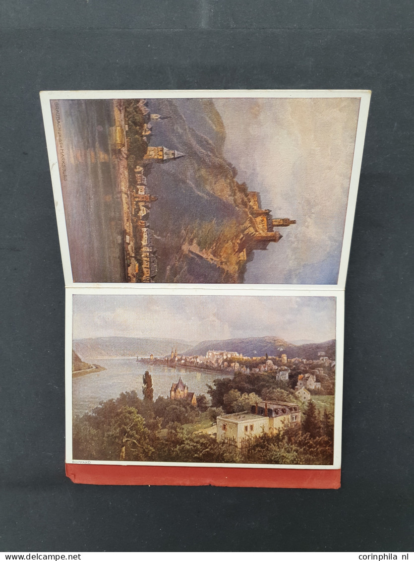 Cover 100s of postcards mainly landscapes, Christmas etc. in wooden box