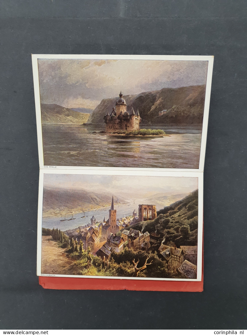 Cover 100s of postcards mainly landscapes, Christmas etc. in wooden box