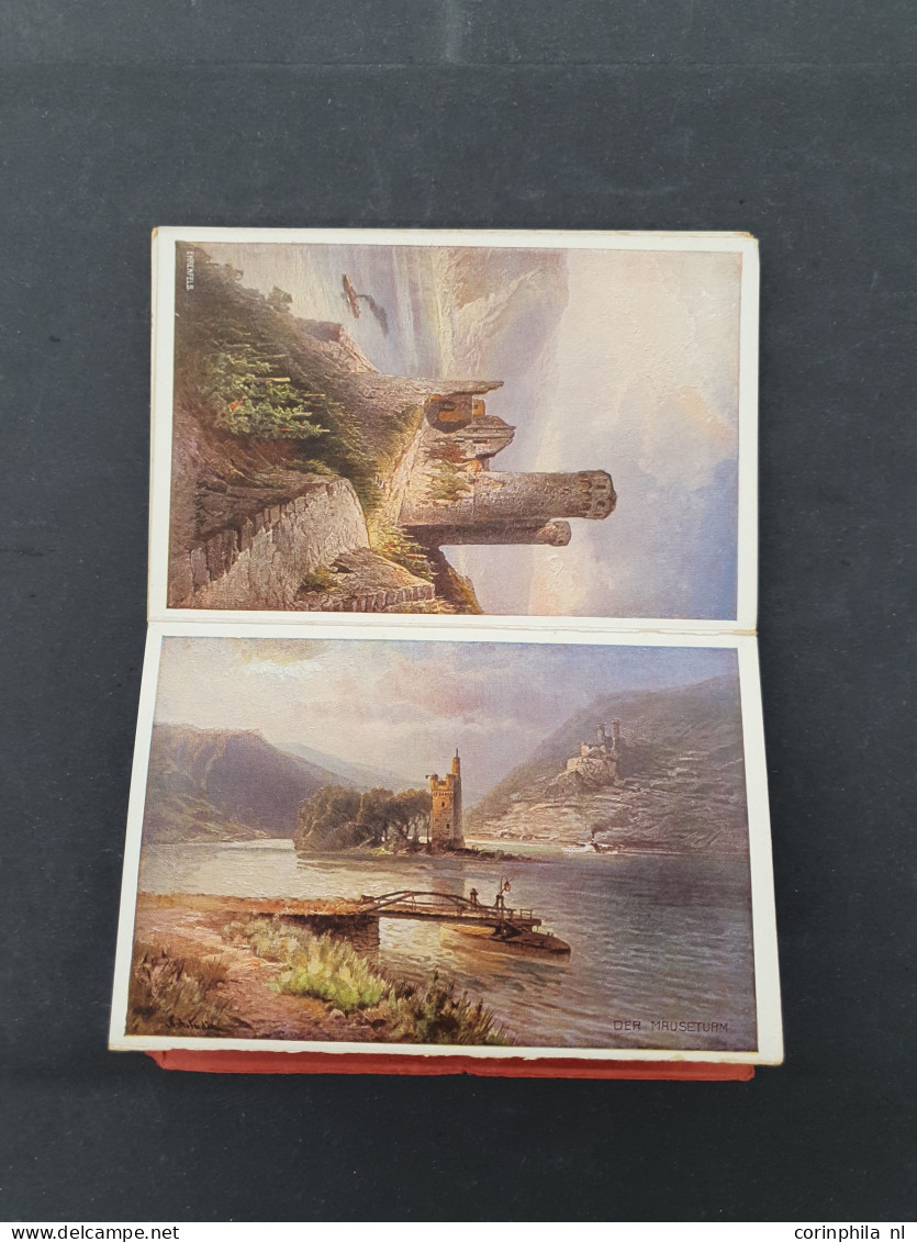 Cover 100s of postcards mainly landscapes, Christmas etc. in wooden box