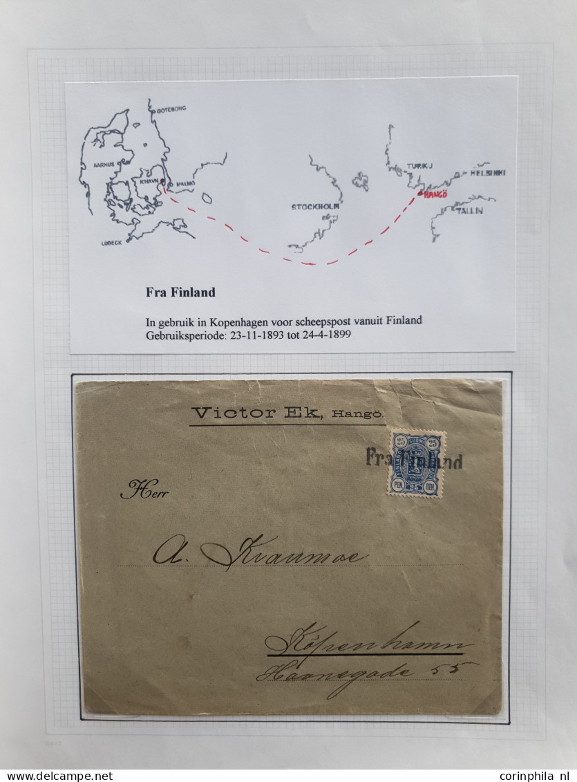 Cover 1855c. onwards collection in-and outcoming shipmail (approx 71 items) starting with Denmark incl. better cancellat