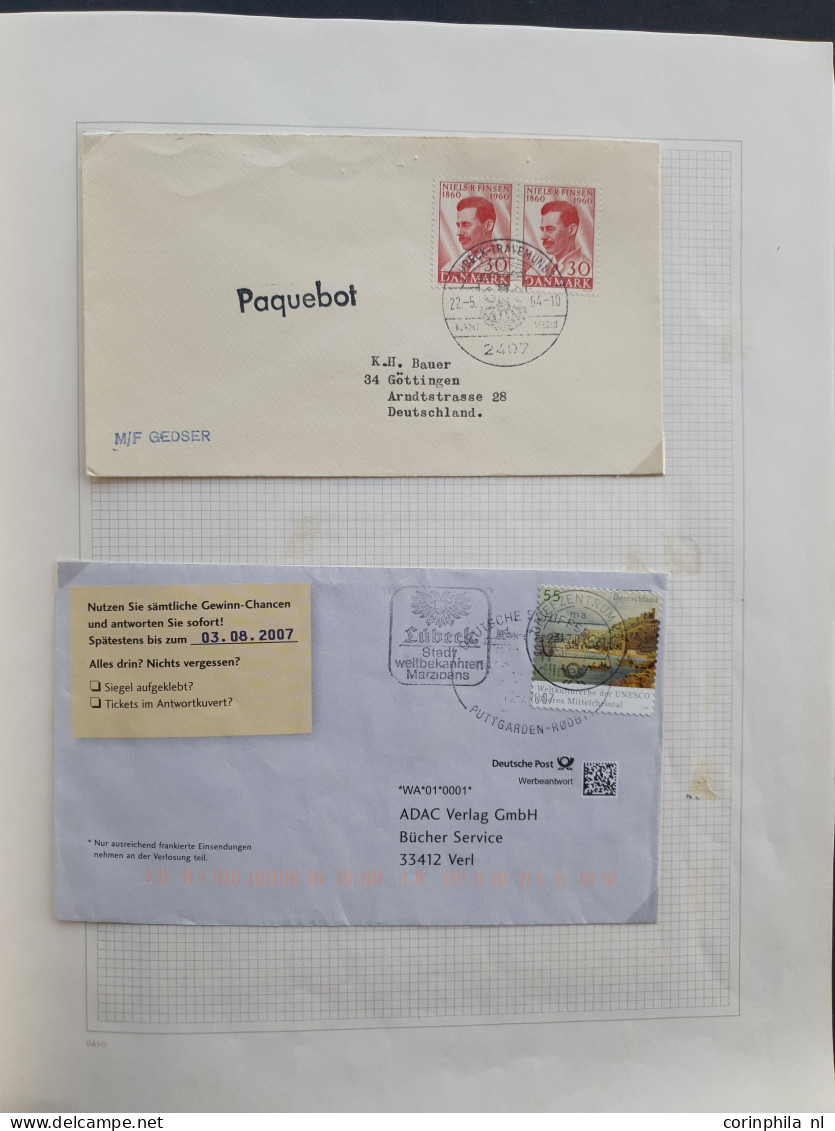 Cover 1860/1977 collection in- and outcoming shipmail Scandinavia (about 78 covers) including ferry service, parcel card