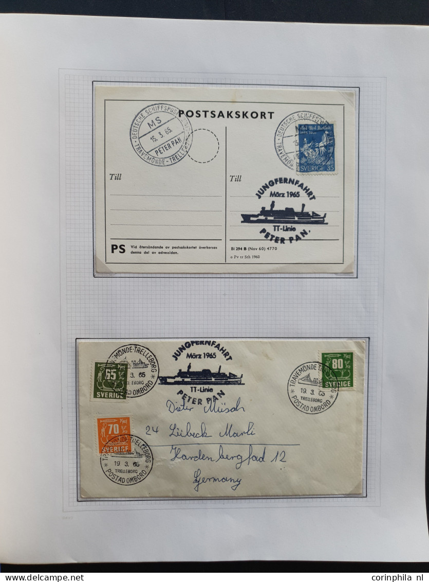 Cover 1860/1977 collection in- and outcoming shipmail Scandinavia (about 78 covers) including ferry service, parcel card