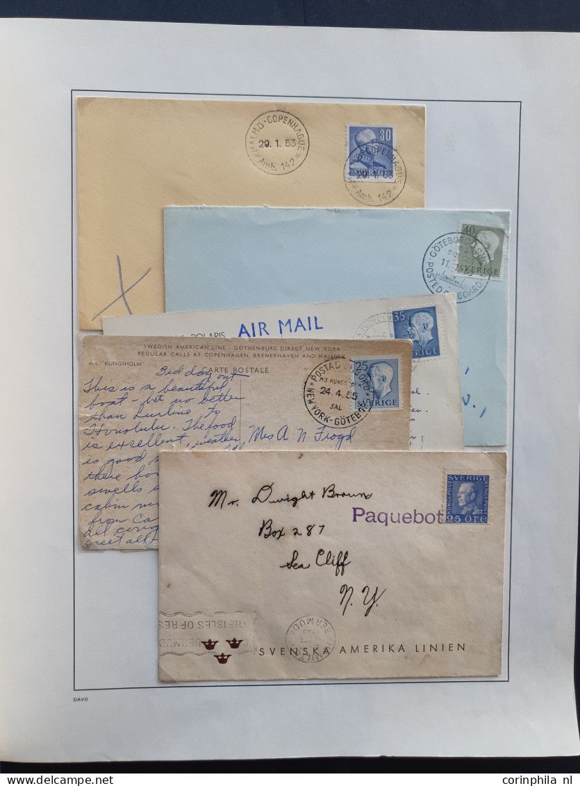 Cover 1860/1977 collection in- and outcoming shipmail Scandinavia (about 78 covers) including ferry service, parcel card