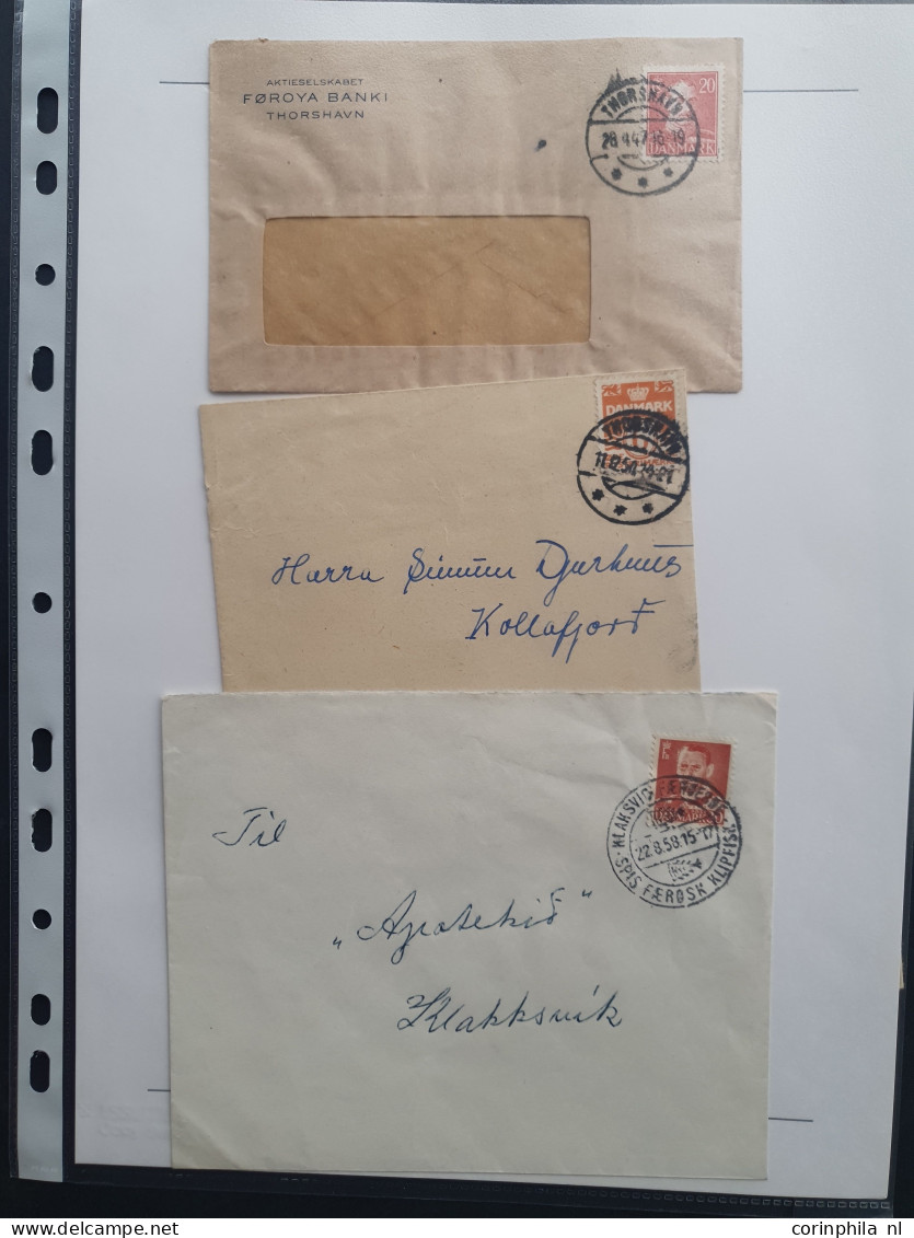 1945-1960, 7 Covers And 12 Single Stamps Used In Thorshavn In Folder - Faroe Islands