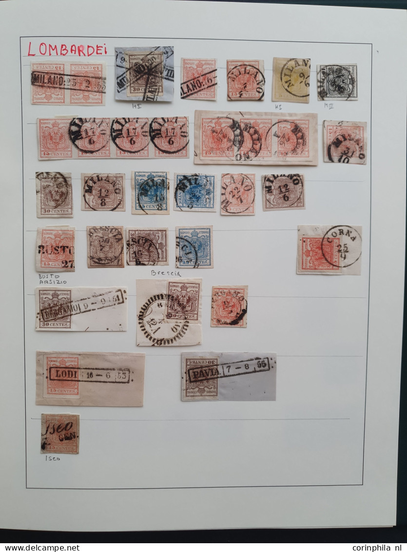 1850/1863 Lombardy-Venetia specialised collection with postmarks, paper types and perforations, a large number of stamps