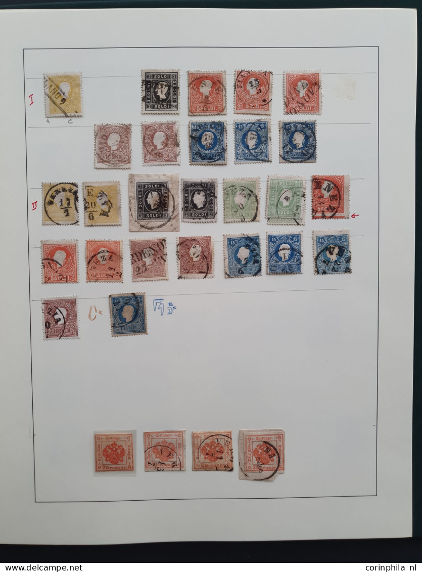 1850/1863 Lombardy-Venetia specialised collection with postmarks, paper types and perforations, a large number of stamps