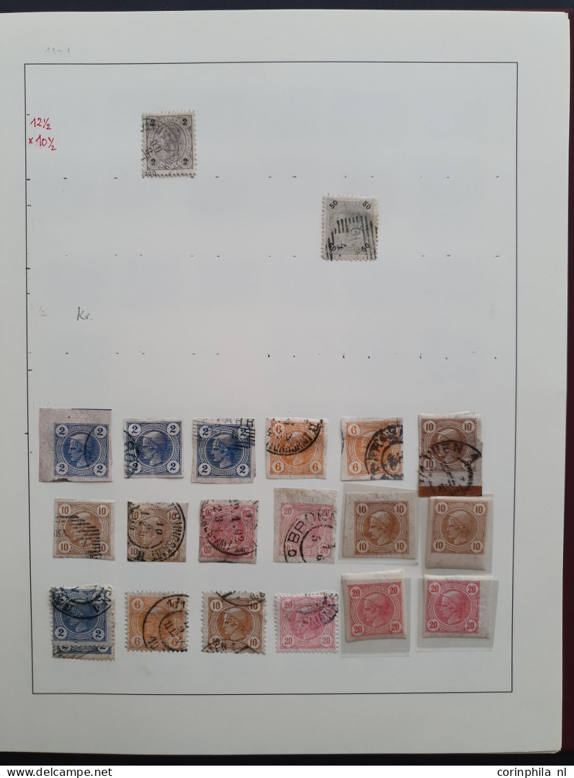 1883/1918c. specialised collection, used and */** with better items, perforations, postmarks, and back of the book with 