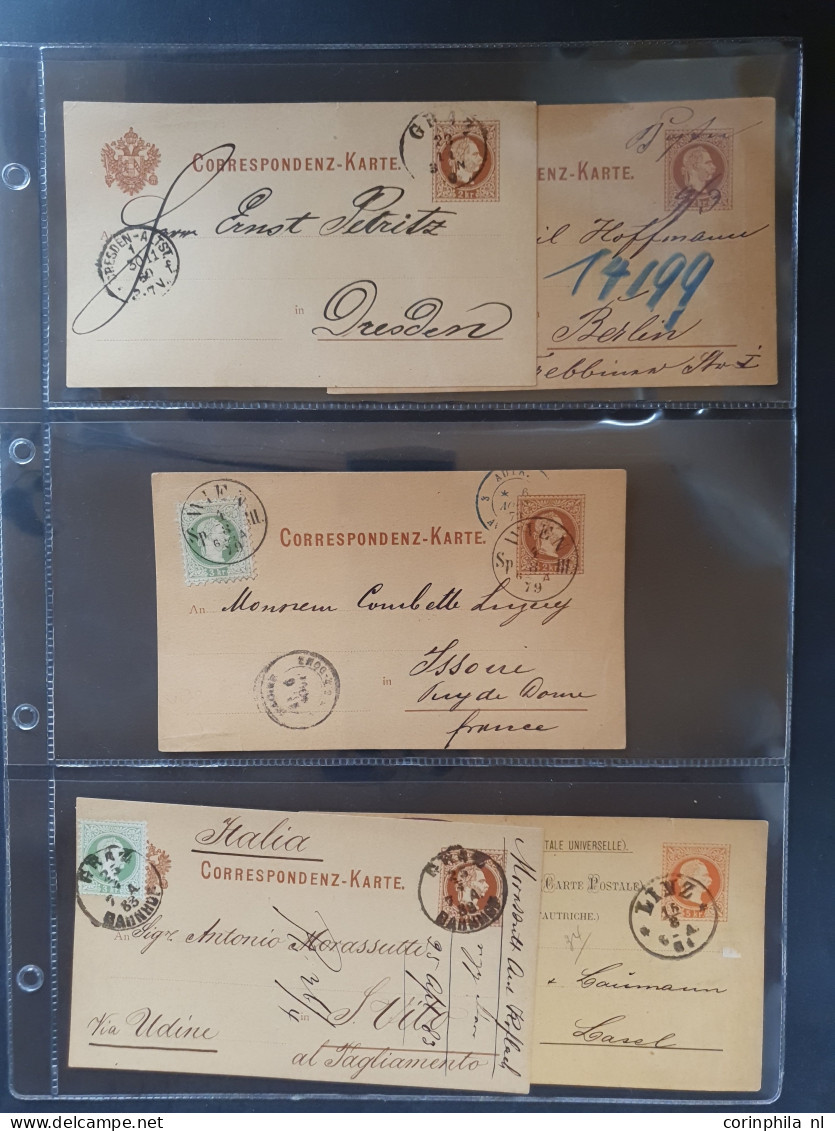 Cover 1870/1918  approx. 100 postal stationery cards mainly used including better postmarks, uprated, foreign destinatio