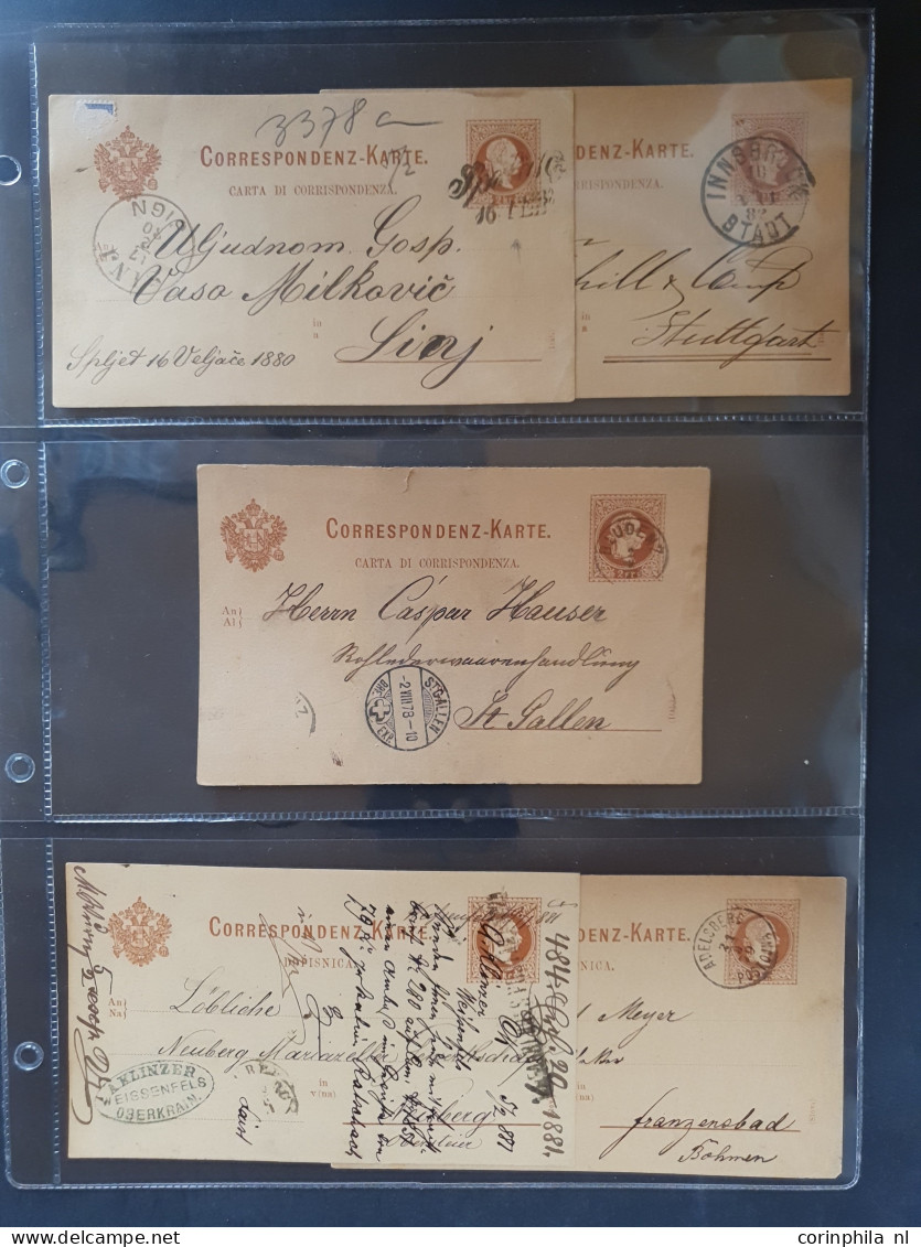 Cover 1870/1918  approx. 100 postal stationery cards mainly used including better postmarks, uprated, foreign destinatio