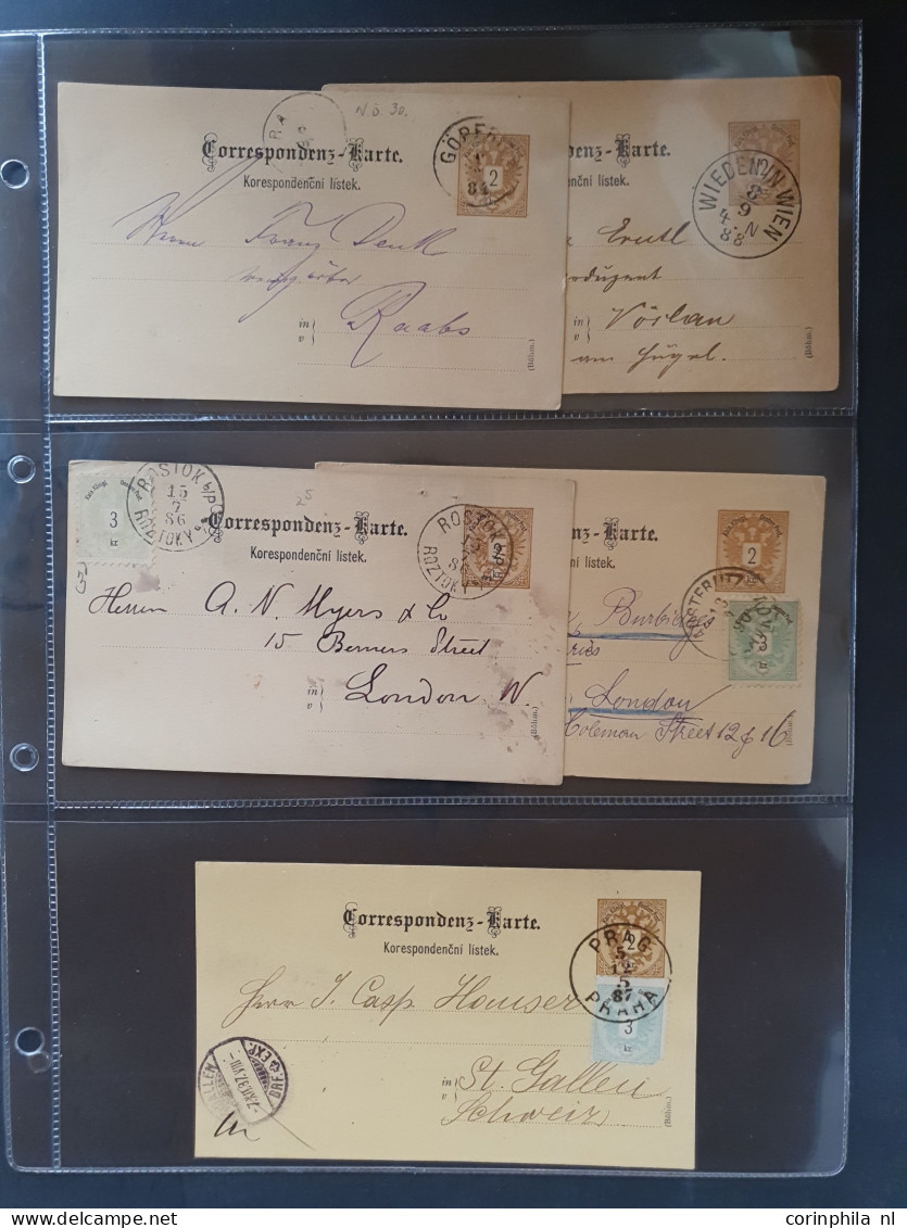 Cover 1870/1918  approx. 100 postal stationery cards mainly used including better postmarks, uprated, foreign destinatio