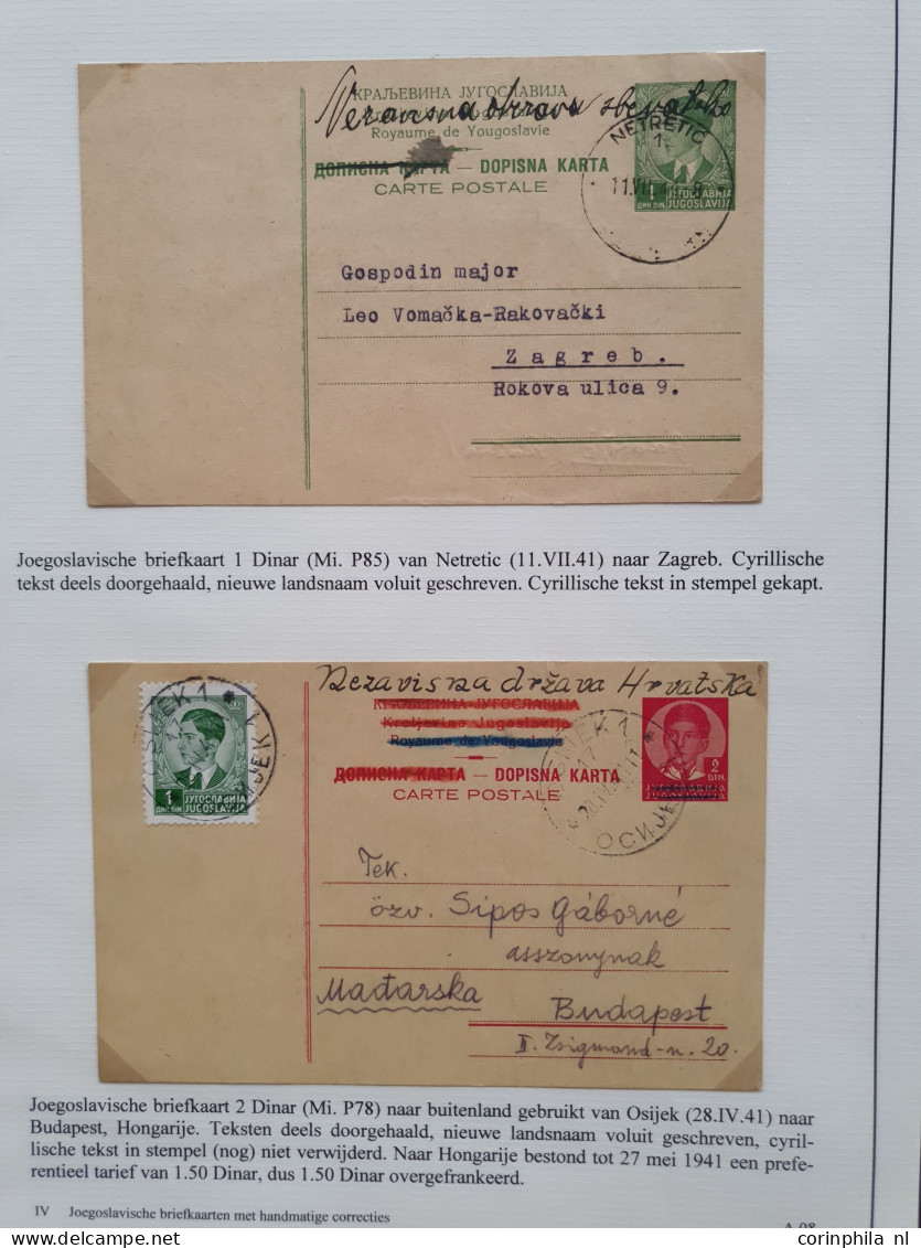 Cover 1941-1945 exhibition collection WWII postal stationery cards (over 90 cards) including many Yugoslavia cards used 