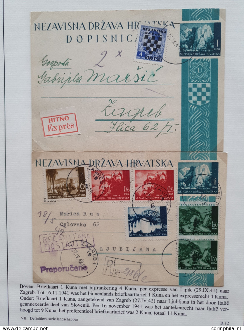 Cover 1941-1945 exhibition collection WWII postal stationery cards (over 90 cards) including many Yugoslavia cards used 