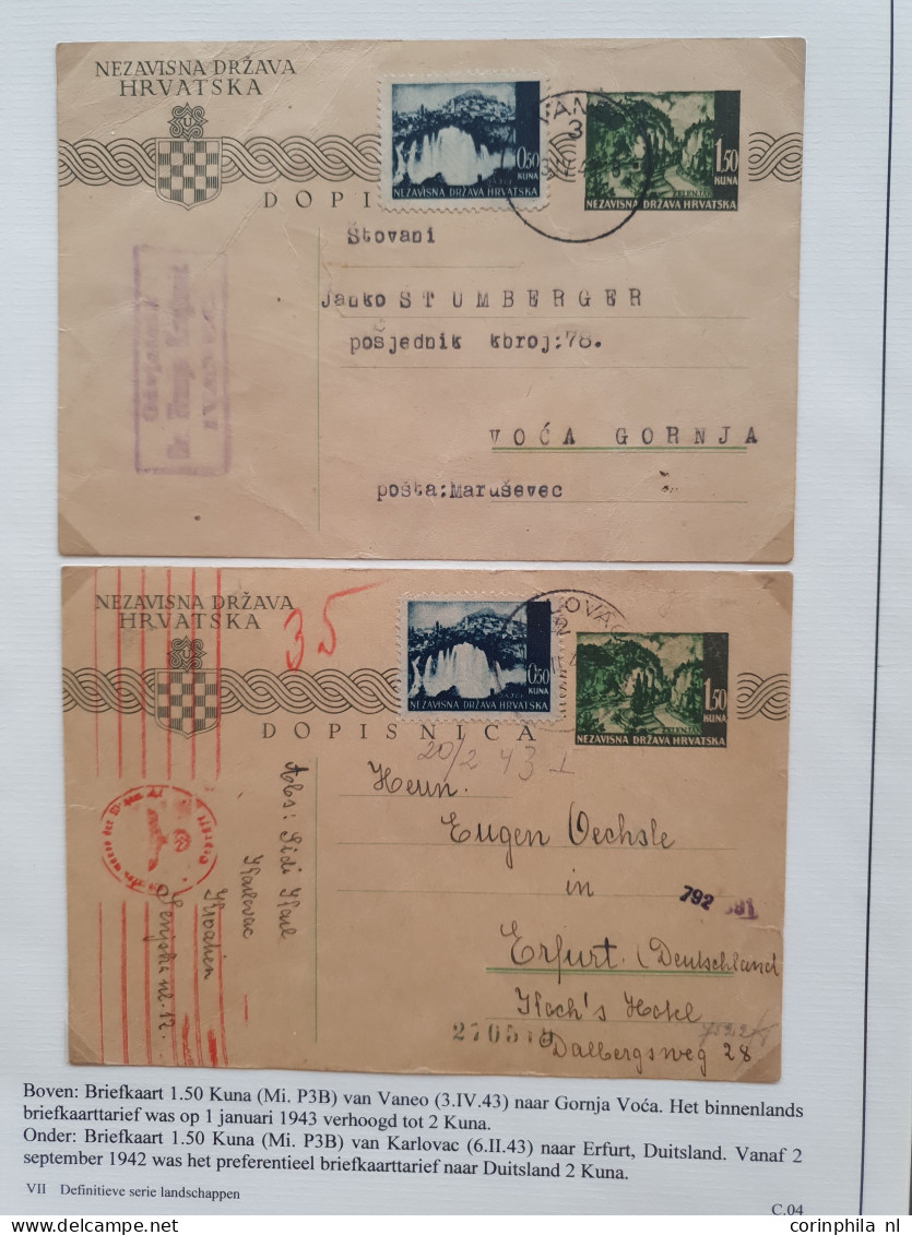 Cover 1941-1945 exhibition collection WWII postal stationery cards (over 90 cards) including many Yugoslavia cards used 