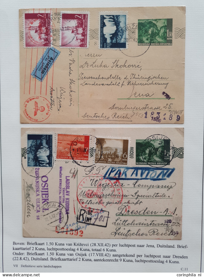 Cover 1941-1945 exhibition collection WWII postal stationery cards (over 90 cards) including many Yugoslavia cards used 