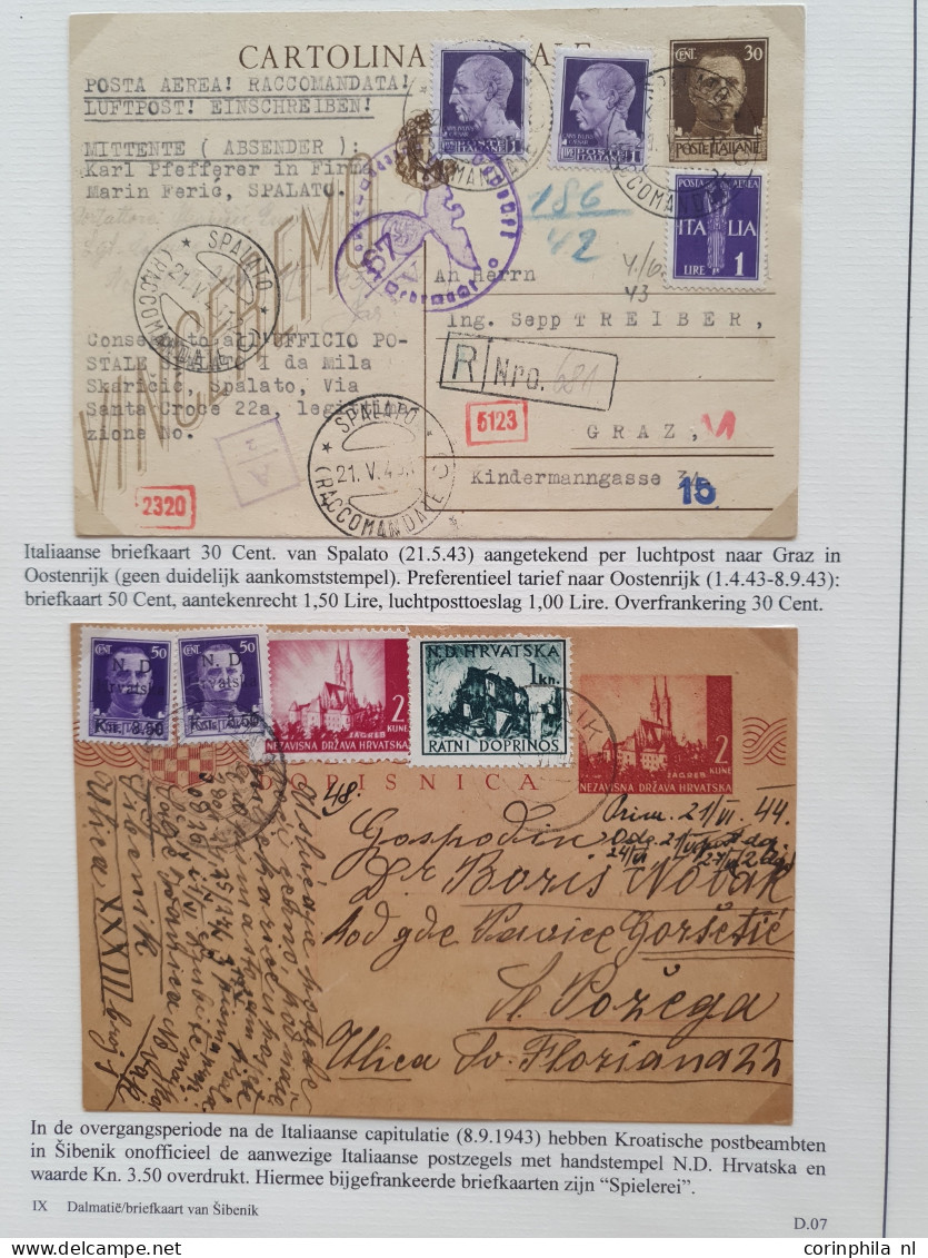 Cover 1941-1945 exhibition collection WWII postal stationery cards (over 90 cards) including many Yugoslavia cards used 