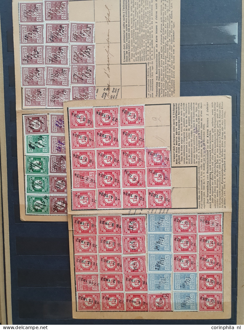 1915-1942 ca. about 100 documents with fiscal stamps of Alsace-Lorraine in ordner and stockbook