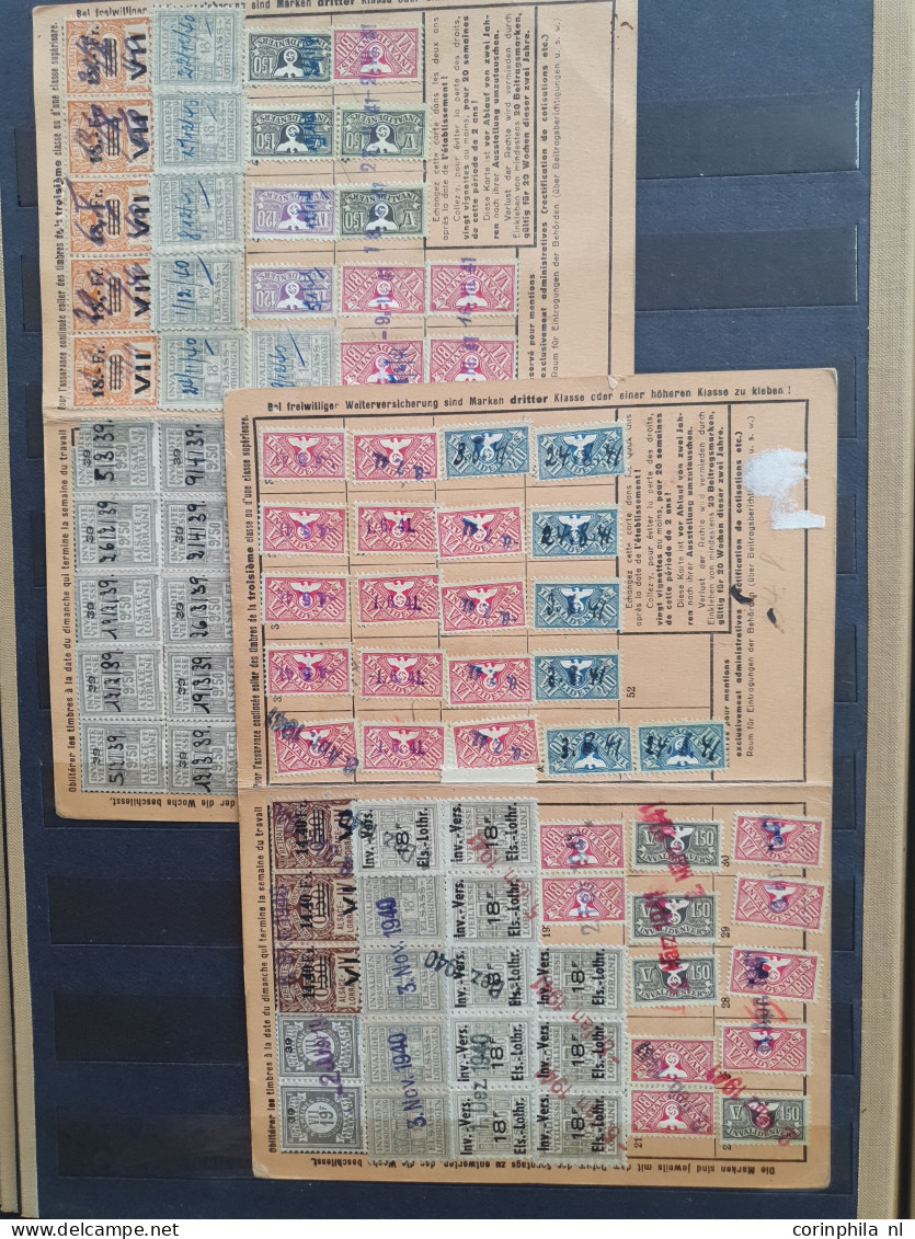 1915-1942 ca. about 100 documents with fiscal stamps of Alsace-Lorraine in ordner and stockbook