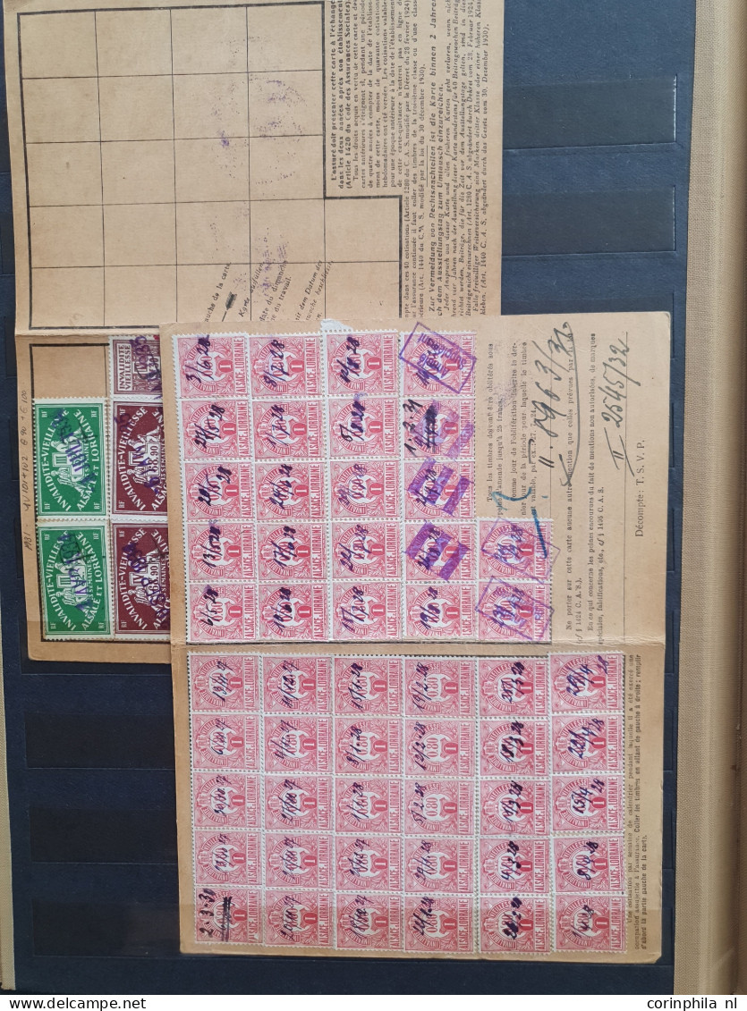 1915-1942 ca. about 100 documents with fiscal stamps of Alsace-Lorraine in ordner and stockbook