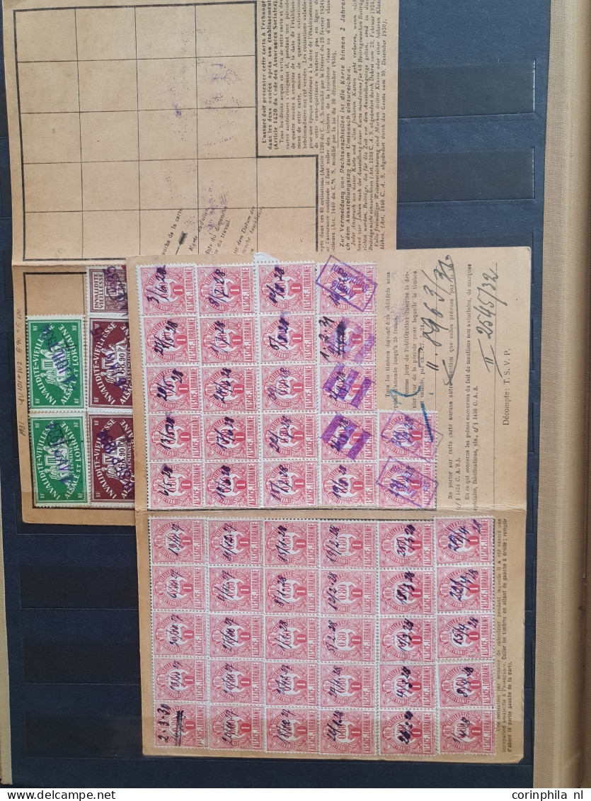 1915-1942 ca. about 100 documents with fiscal stamps of Alsace-Lorraine in ordner and stockbook