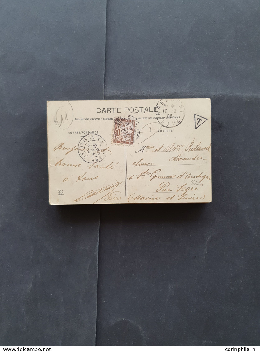 Cover 1900c. onwards 90c. picture postcards all with postage due stamps including some Belgium in envelope