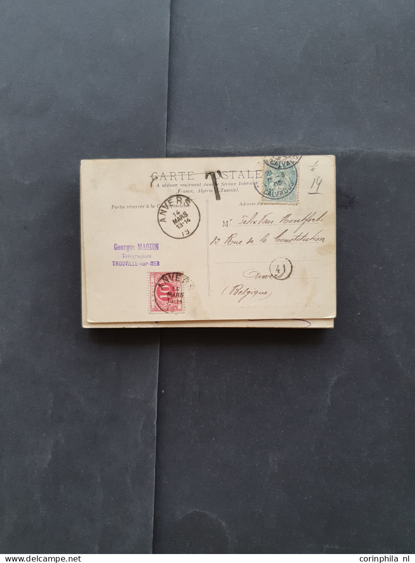 Cover 1900c. onwards 90c. picture postcards all with postage due stamps including some Belgium in envelope