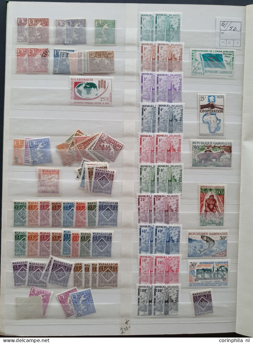 1912c. onwards stock/collection Syria, Reunion, Indo Chine, Madagascar and a large stock Togo with mostly */** material,