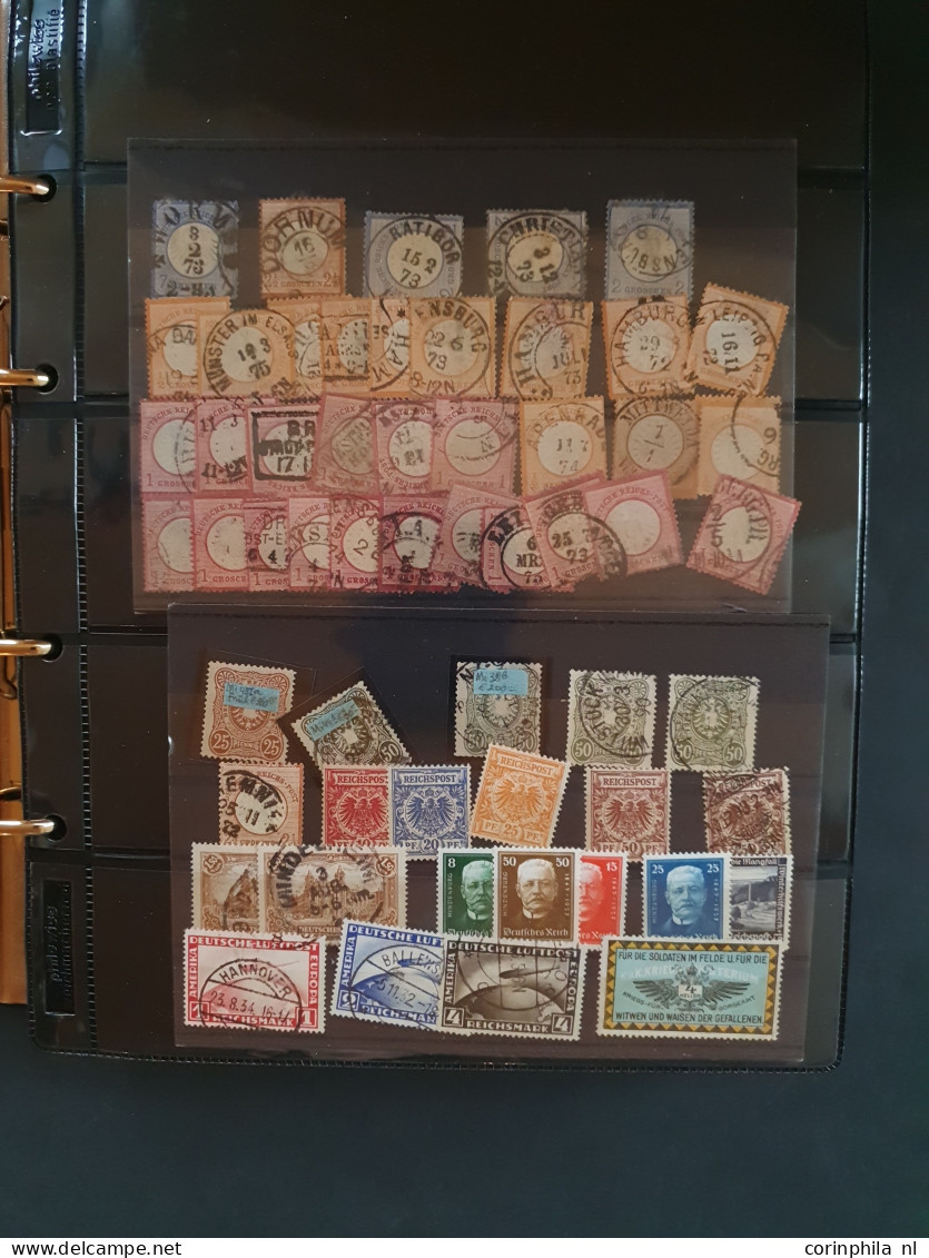 1852 onwards collection German States and some German Empire including postmarks and Michel catalogue 'Plattenfehler auf