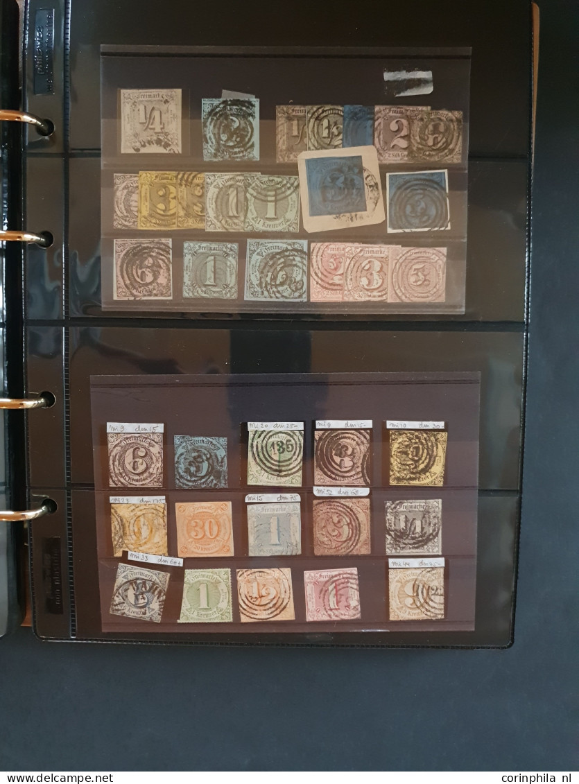 1852 onwards collection German States and some German Empire including postmarks and Michel catalogue 'Plattenfehler auf