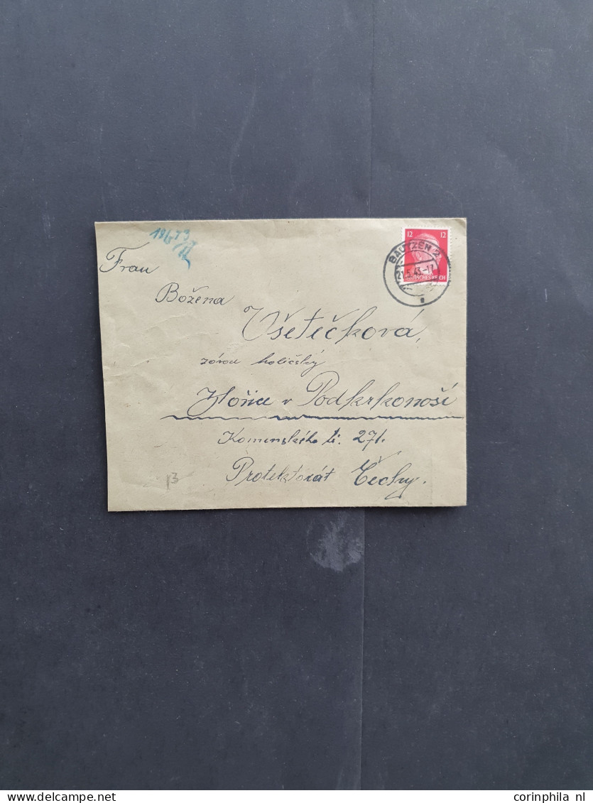 Cover 1940-1944 concentration camp mail (13 covers/postcards) including Auschwitz, Buchenwald, Dachau, Flossenbürg, Maut