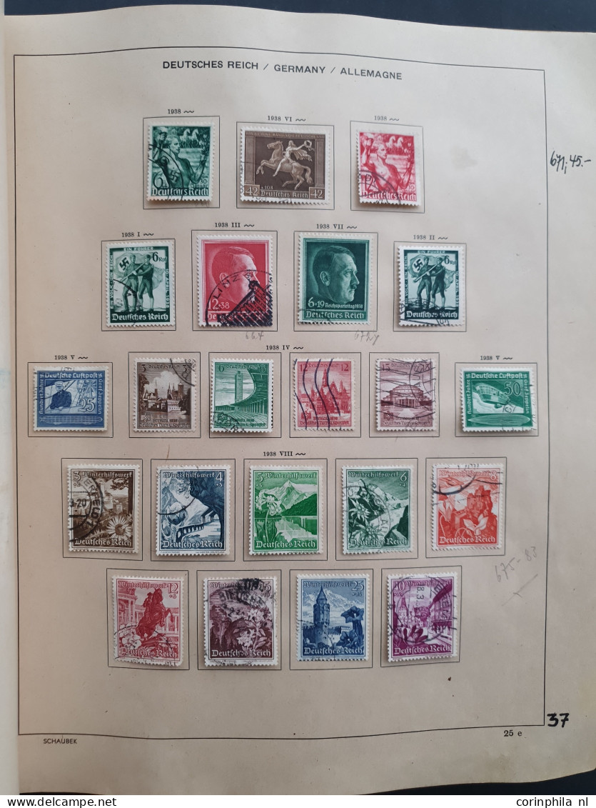 1931/1945 collection used and * with better items, combinations, miniature sheets, special events etc. in Schaubek album
